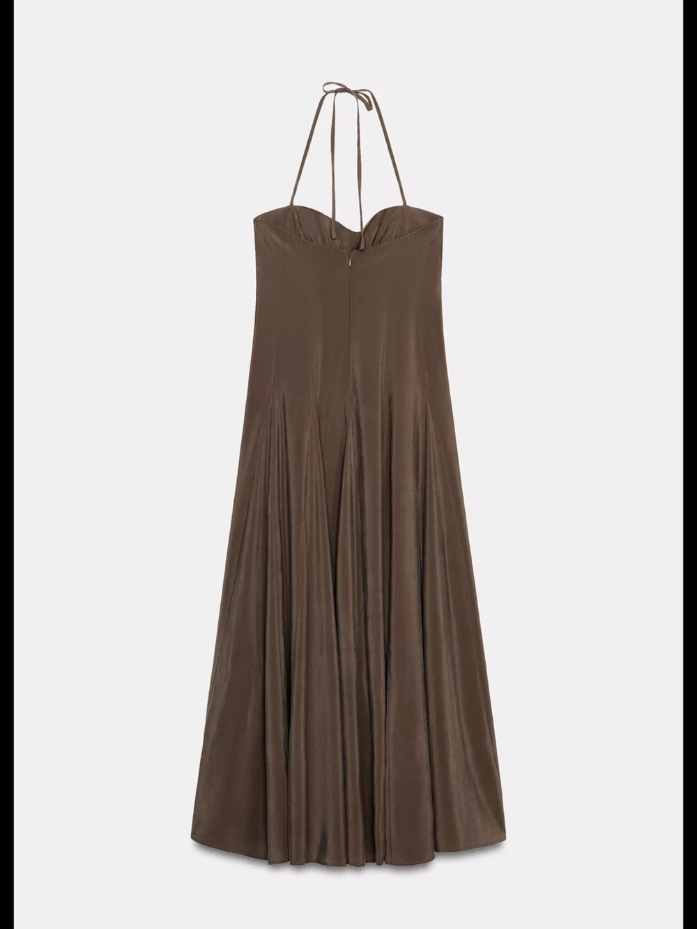 Zara Brown halter volume midi Dress - Picture 4 of 6
